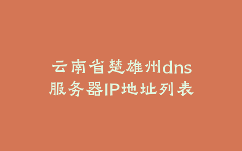 云南省楚雄州dns服务器IP地址列表