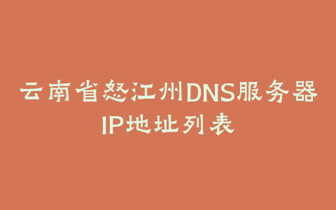云南省怒江州DNS服务器IP地址列表