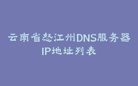 云南省怒江州DNS服务器IP地址列表