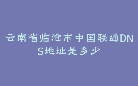 云南省临沧市中国联通DNS地址是多少
